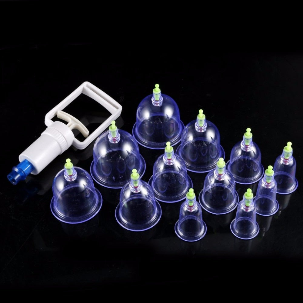 Professional Suction Cup Therapy Effective Healthy 12 Cups Medical Vacuum Cupping Set Physical Therapy Device Body Massager Set