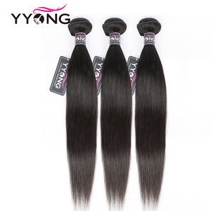 YYONG Hair Brazilian Straight Bundles 100% Human Hair Remy Hair Weave 3/ 4 Bundles Deal Natural Color 8"-30" Hair Extensions