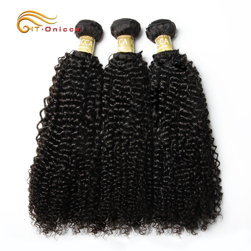 Onicca Brazilian Kinky Curly Hair Weave Bundles 100% Human Hair Bundles 1/3/4 PCS Natural Color 8-28 inch Remy Hair Extensions