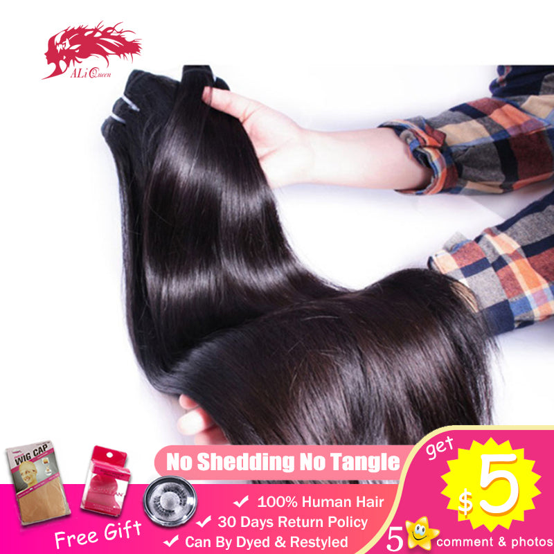 Ali Queen Straight Brazilian Unprocessed Virgin Young Girl Human Mink Hair Weave Bundle One-Donor 2~3 Year Natural Color