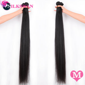 Silkswan Straight 10-30 Inch Middle Ratio Human Hair Extensions 100% Remy Hair 28 32 34 36 40 Inch  Brazilian Hair weave Bundles